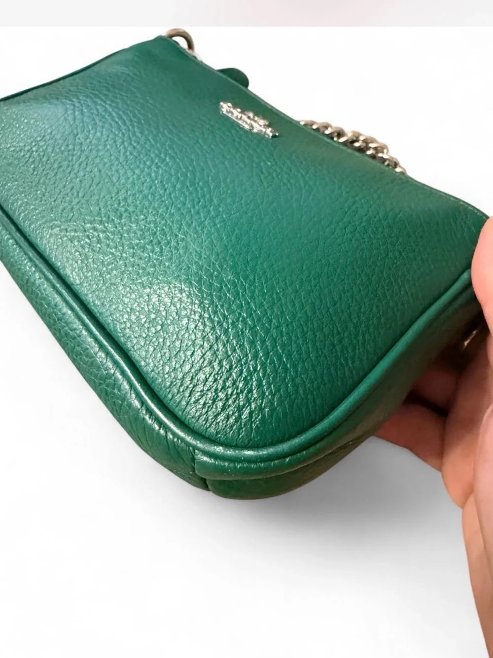 Green Pebble Leather Coach Nolita 19 wristlet (Style C8303)